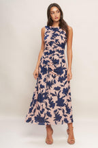 TWILIGHT FLORAL POWER MESH MIDI DRESS Flying Tomato