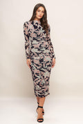 MUTED ROMANCE POWER MESH MIDI DRESS Flying Tomato