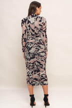 MUTED ROMANCE POWER MESH MIDI DRESS Flying Tomato