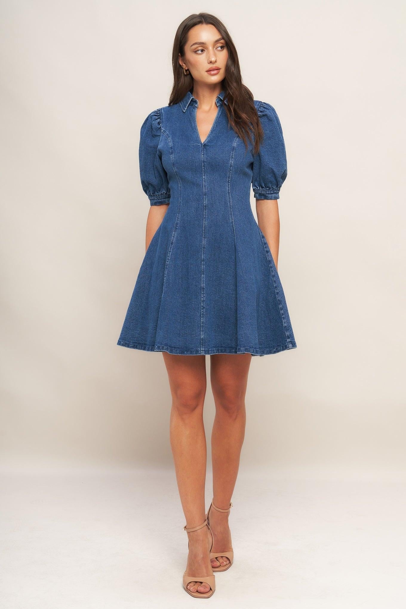 WESTWOOD CHARM DENIM MINI DRESS Flying Tomato