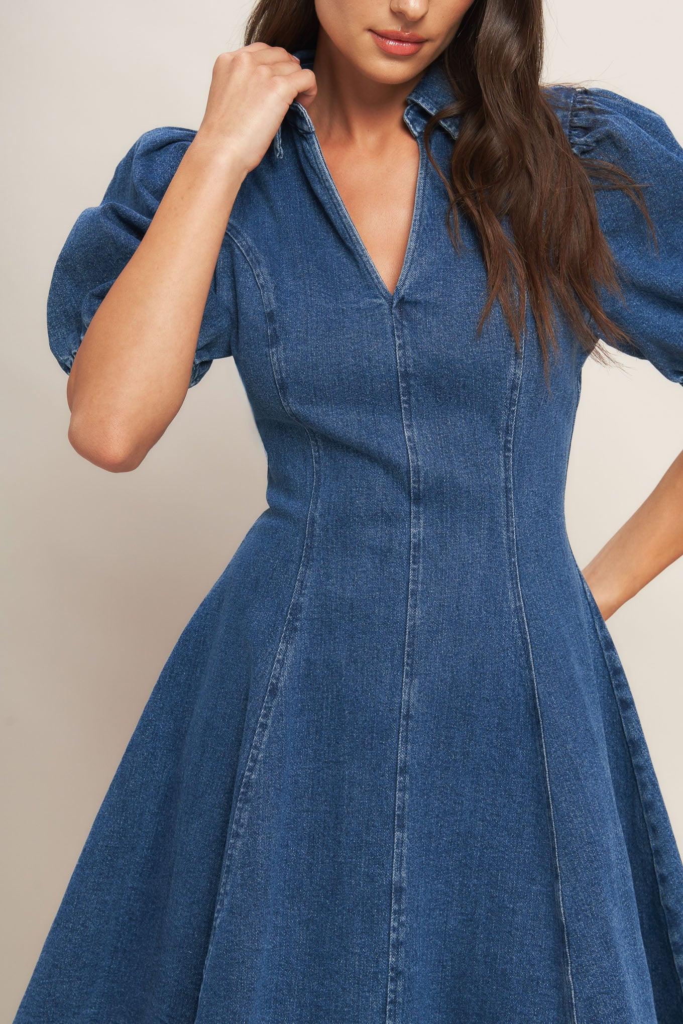 WESTWOOD CHARM DENIM MINI DRESS Flying Tomato
