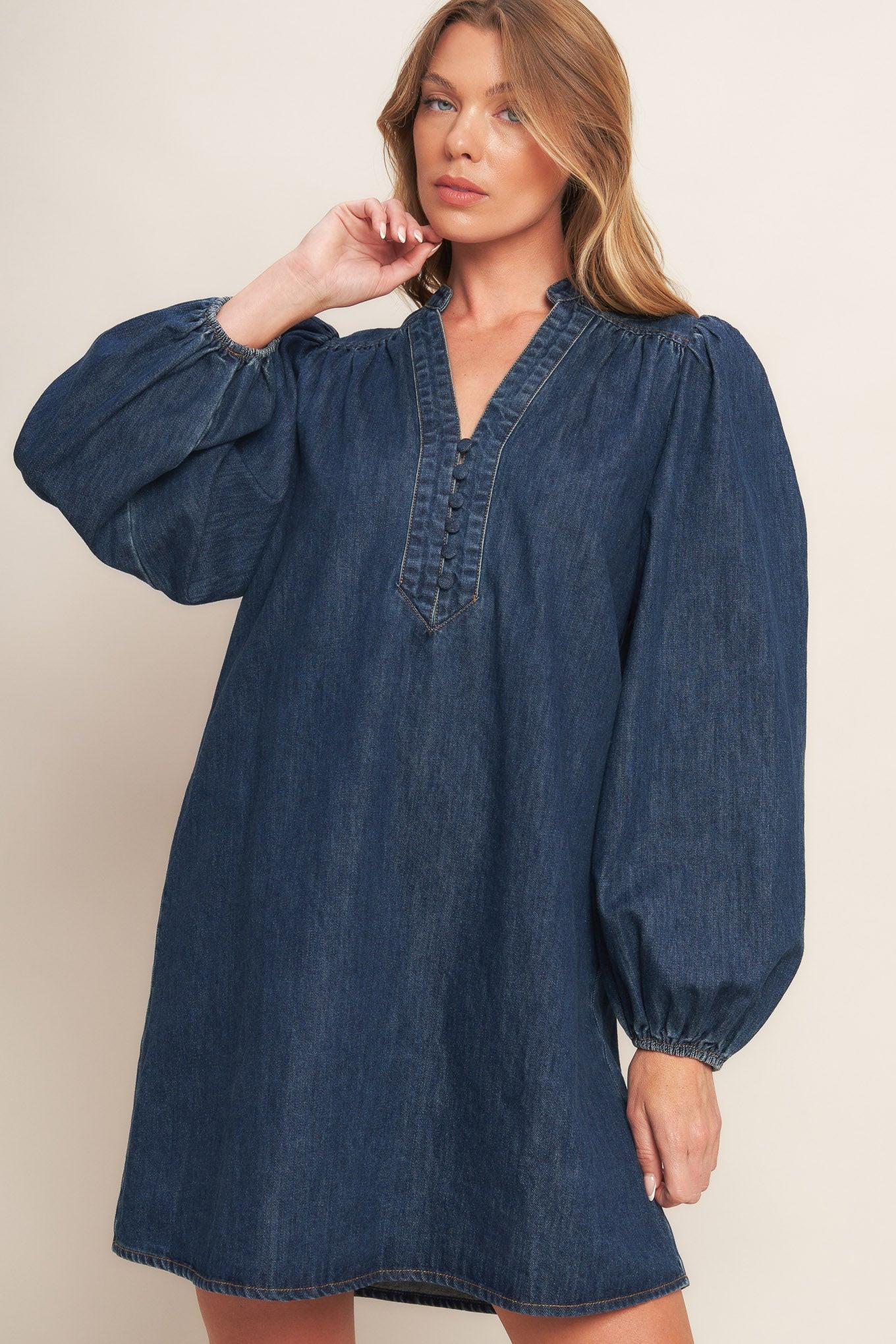 CANYON BREEZE DENIM MINI DRESS Flying Tomato
