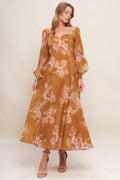 GOLDEN BLOSSOM WOVEN ANKLE DRESS Flying Tomato