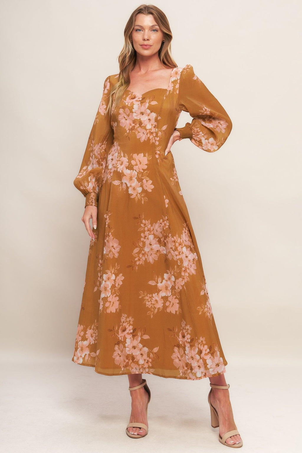 GOLDEN BLOSSOM WOVEN ANKLE DRESS Flying Tomato