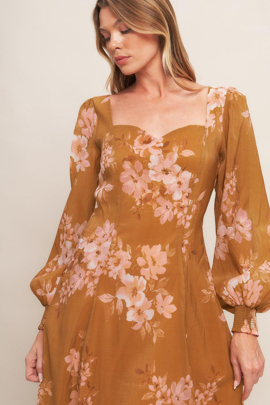 GOLDEN BLOSSOM WOVEN ANKLE DRESS Flying Tomato