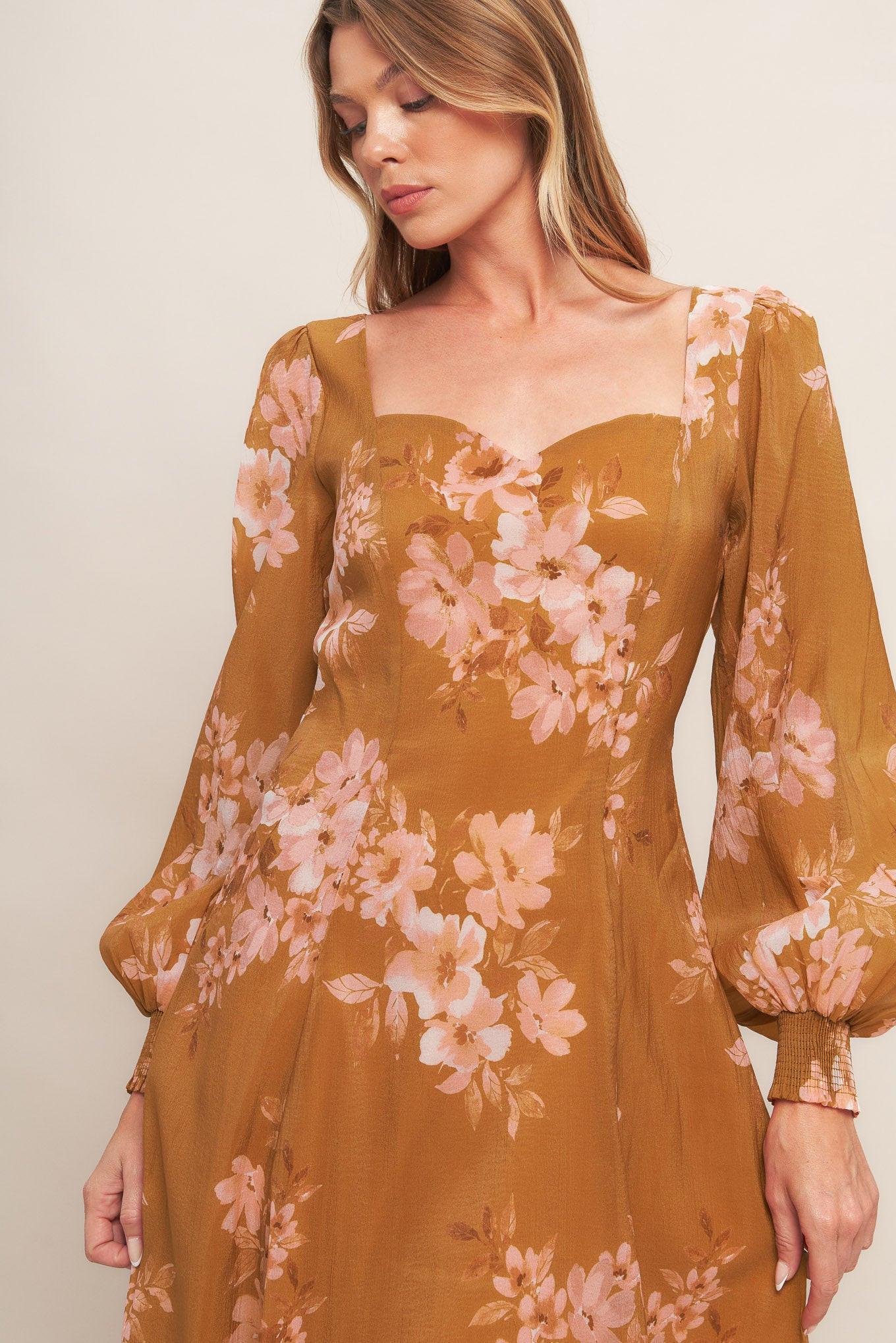 GOLDEN BLOSSOM WOVEN ANKLE DRESS Flying Tomato