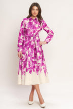 BERRY PETAL WOVEN MIDI SHIRT DRESS Flying Tomato
