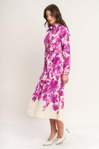 BERRY PETAL WOVEN MIDI SHIRT DRESS Flying Tomato