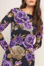 VIOLET EMBRACE POWER MESH MIDI DRESS Flying Tomato