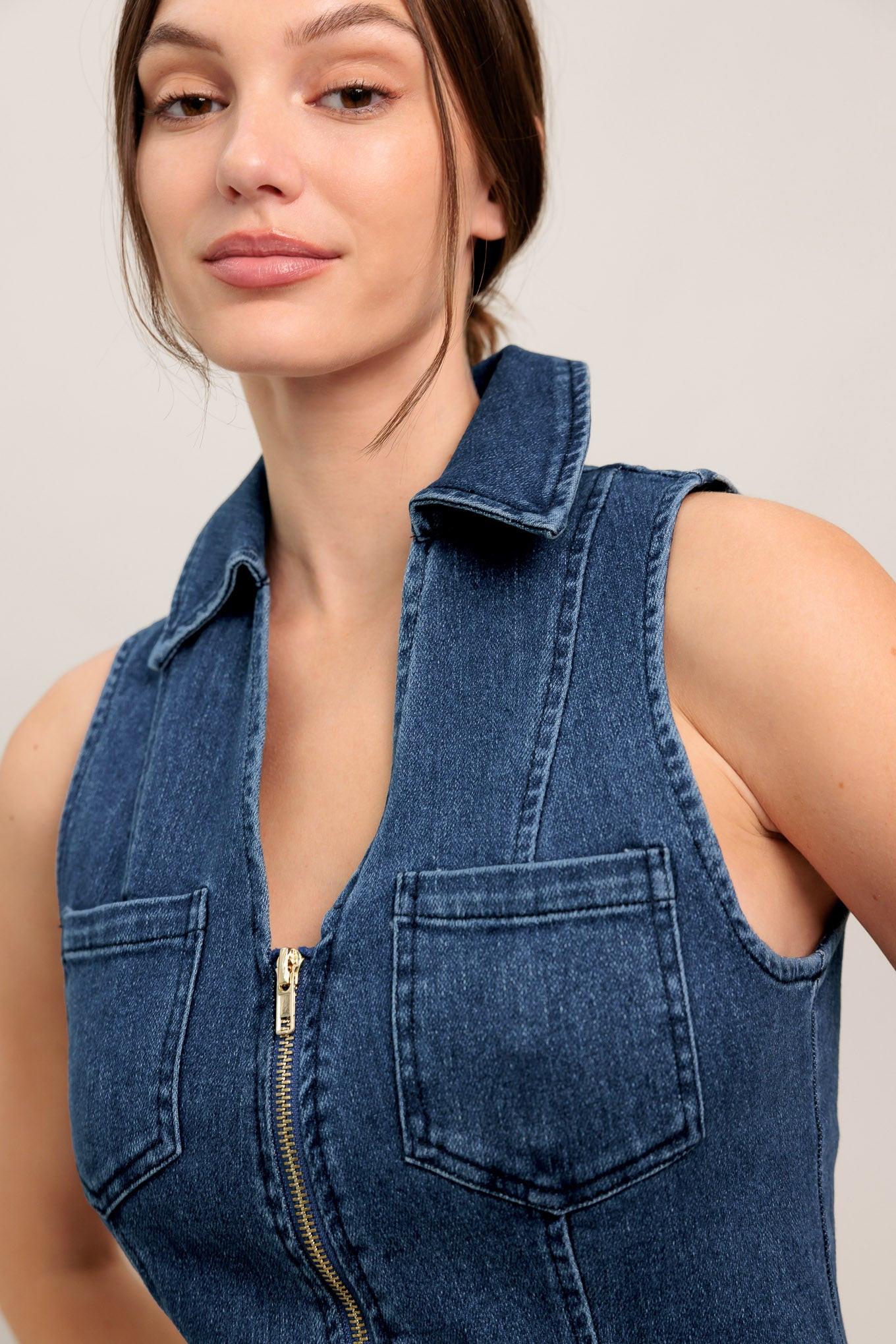 EVERYDAY EDGE DENIM MIDI DRESS Flying Tomato