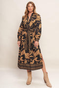AUTUMN LEAF WOVEN MIDI DRESS Flying Tomato