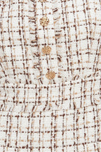 GOLDEN GRID LUXE TWEED MINI DRESS Flying Tomato