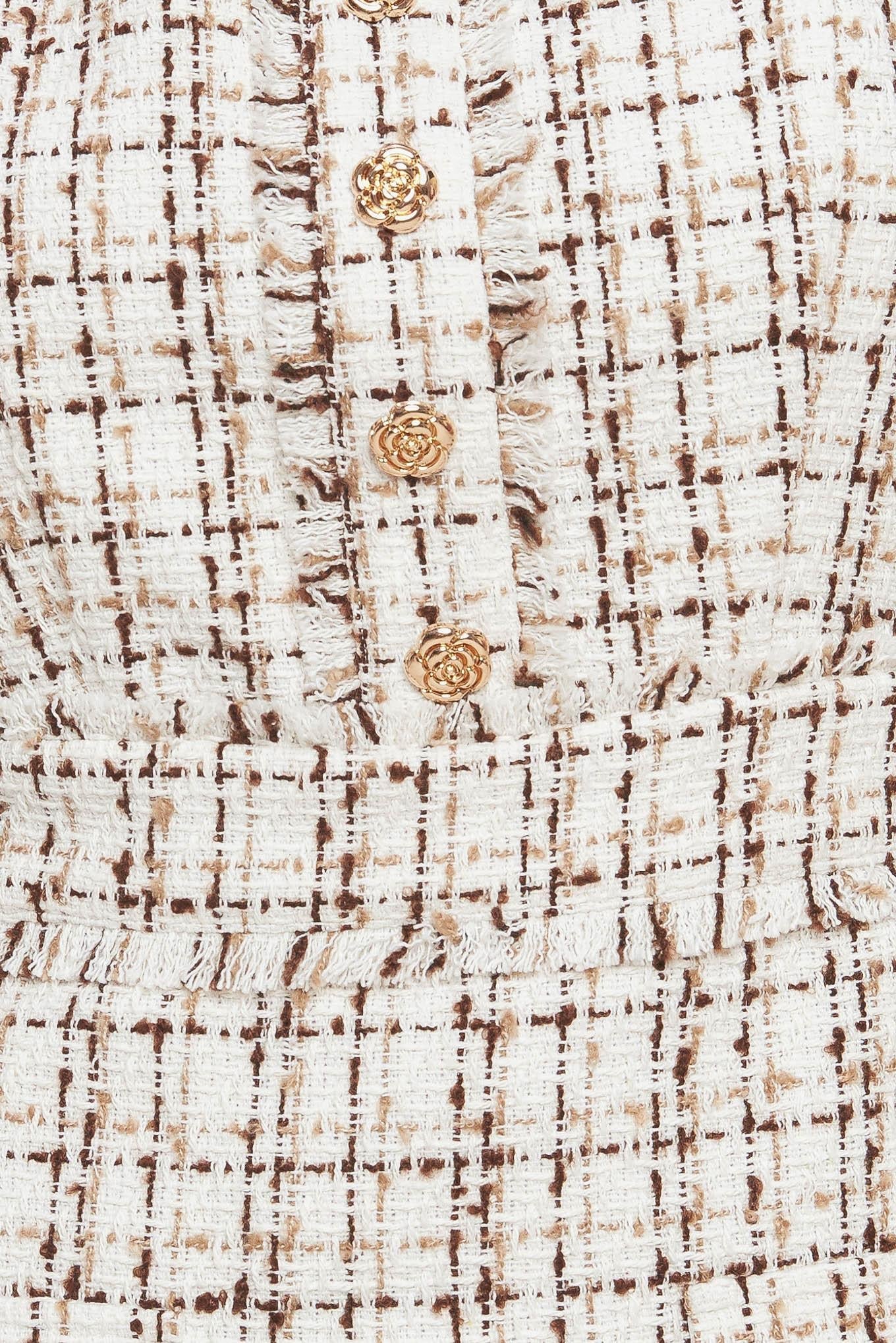 GOLDEN GRID LUXE TWEED MINI DRESS Flying Tomato