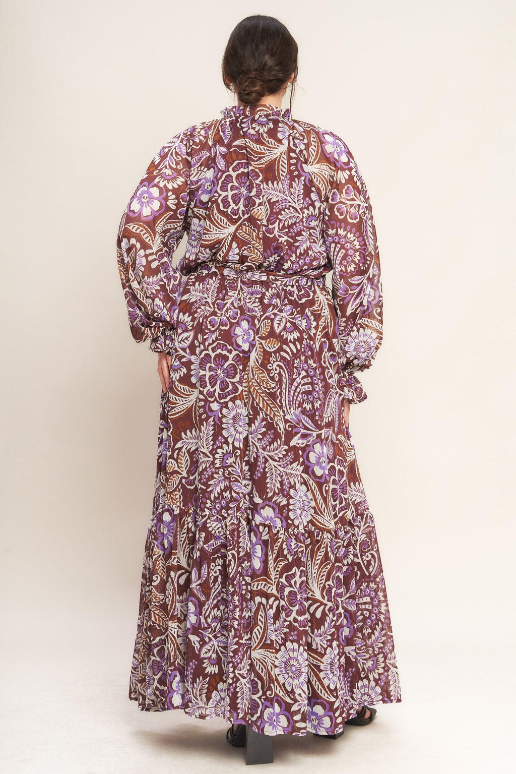 VIOLET BLOSSOM SPIRIT WOVEN MAXI DRESS Flying Tomato