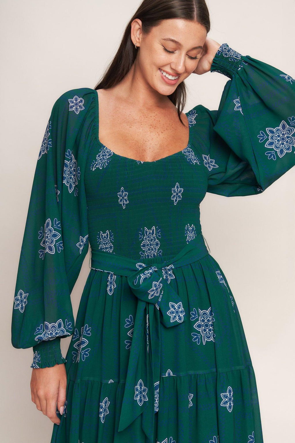 AZURE BOTANIQUE WOVEN MAXI DRESS Flying Tomato