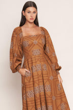 SOUTHWEST SQUARES WOVEN MIDI DRESS Flying Tomato