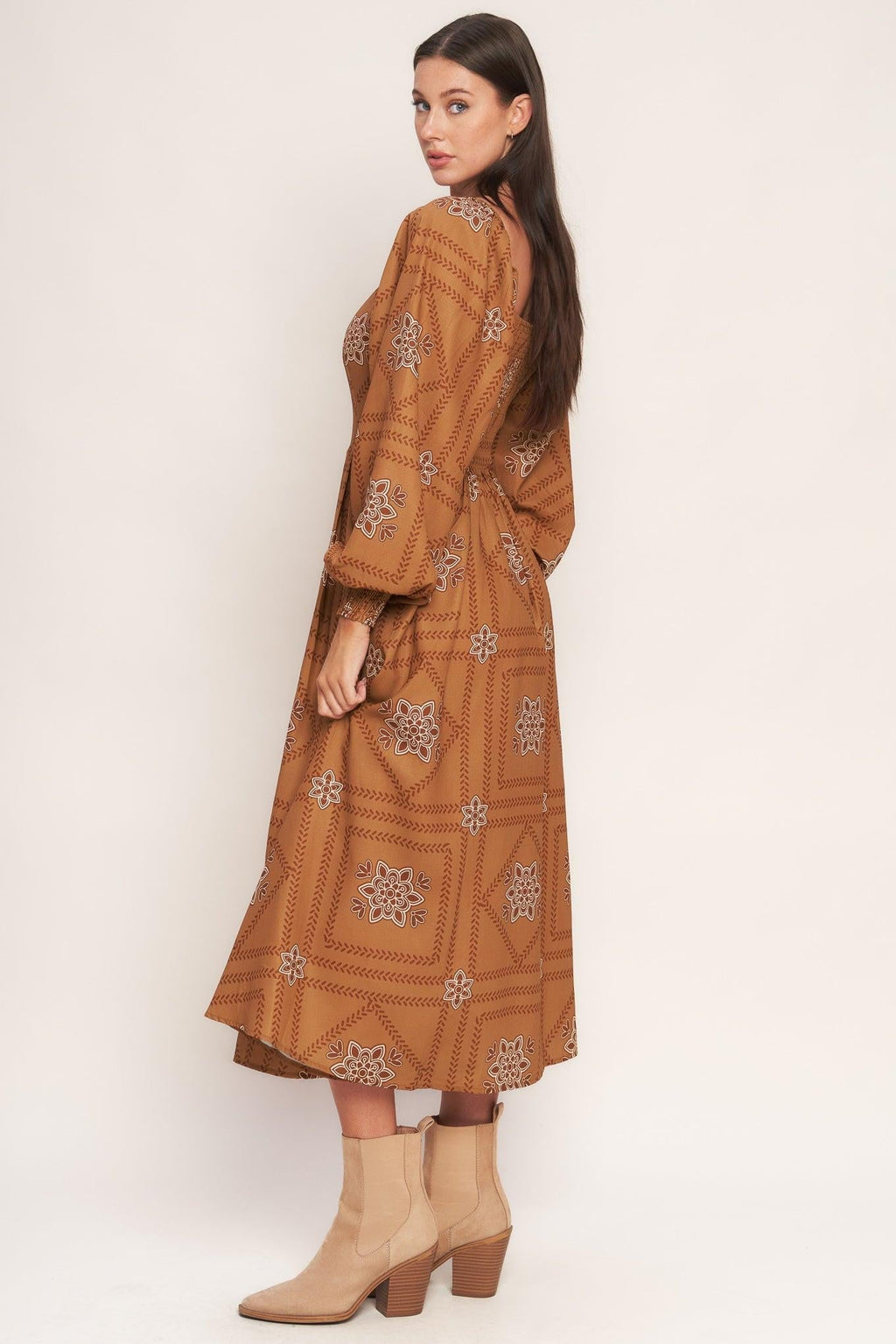 SOUTHWEST SQUARES WOVEN MIDI DRESS Flying Tomato