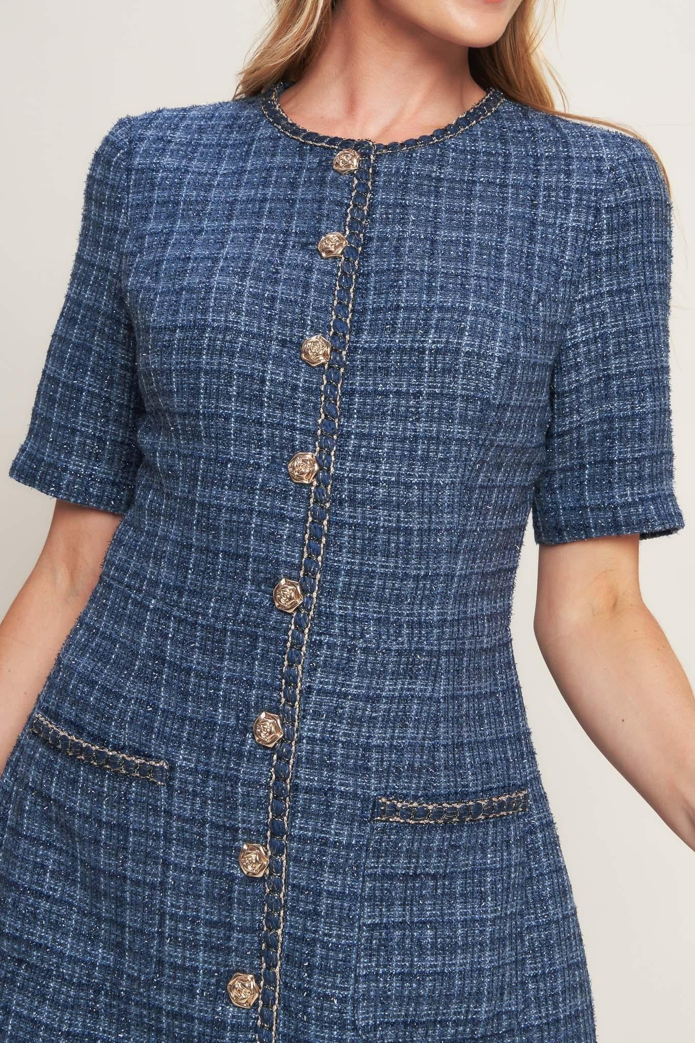MODERN ICONIC TWEED MINI DRESS Flying Tomato