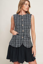 MODERN ICON TWEED WOVEN MINI DRESS Flying Tomato