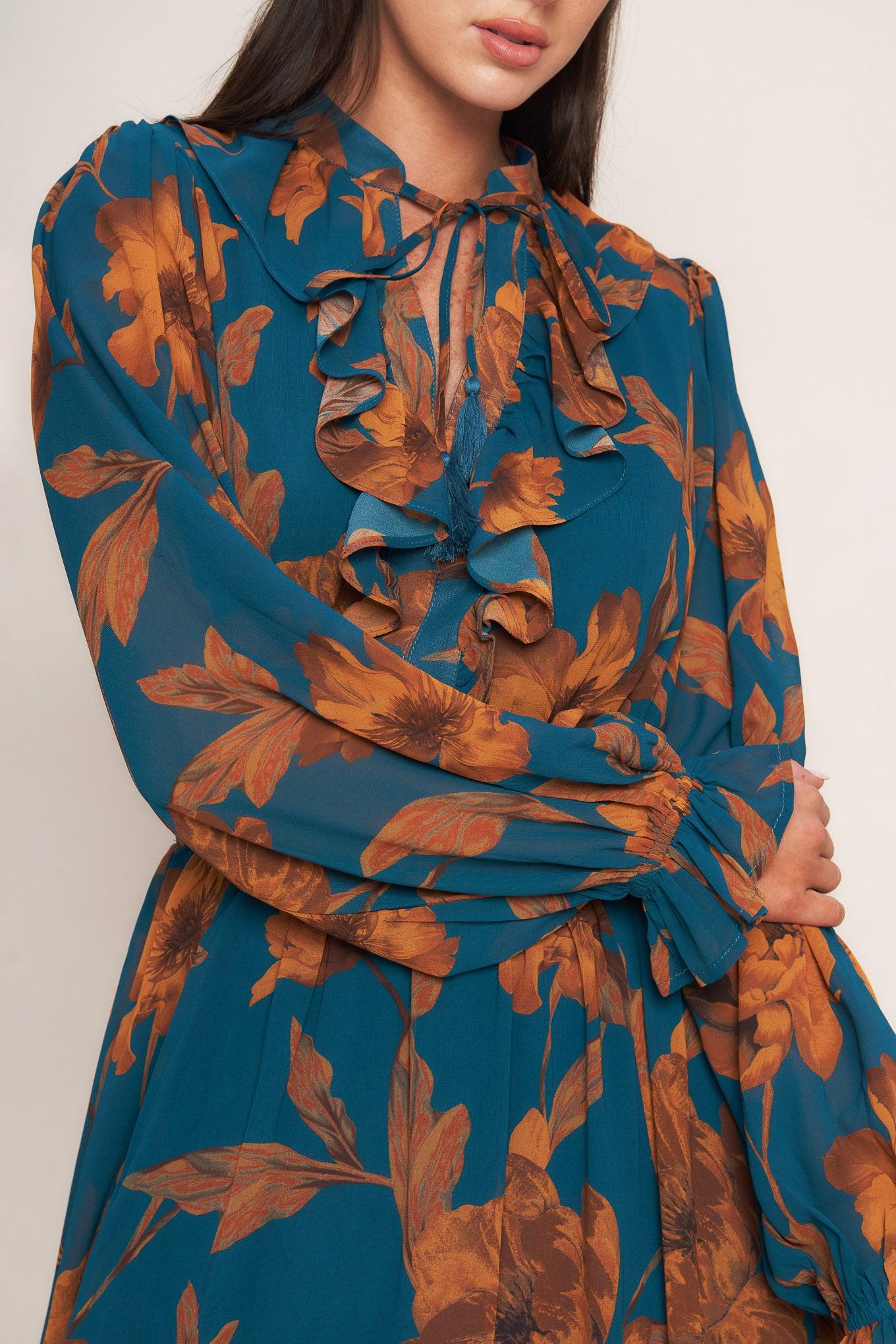 BURNISHED BOTANICA WOVEN MIDI DRESS Flying Tomato