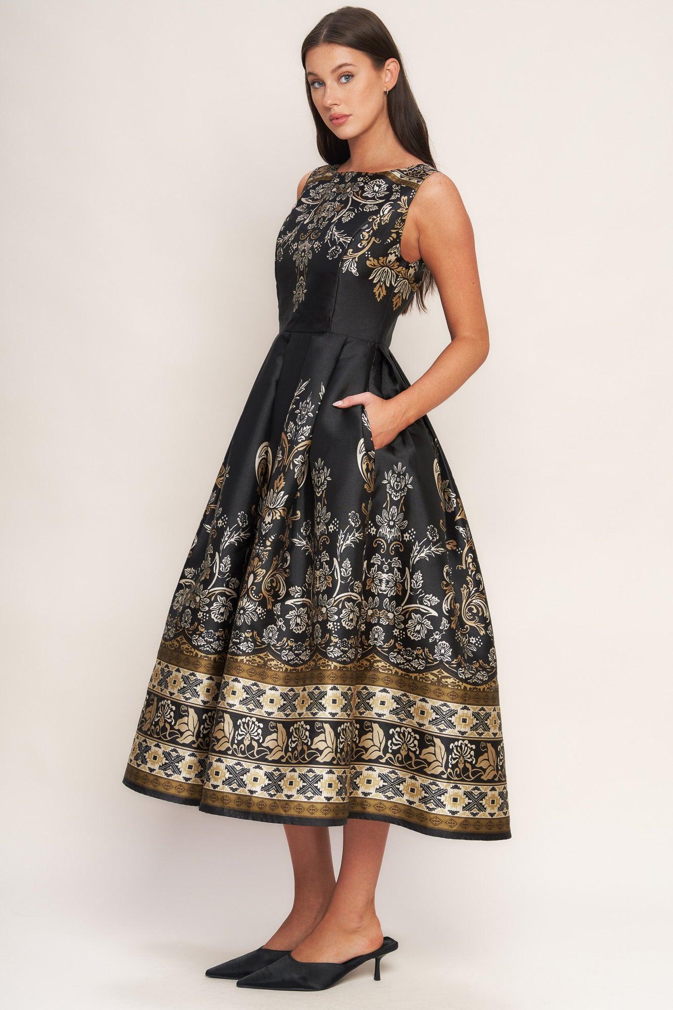 BAROQUE SPELL WOVEN MIDI DRESS Flying Tomato