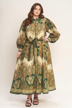 LOVELY GOLDEN VISION WOVEN MIDI DRESS Flying Tomato