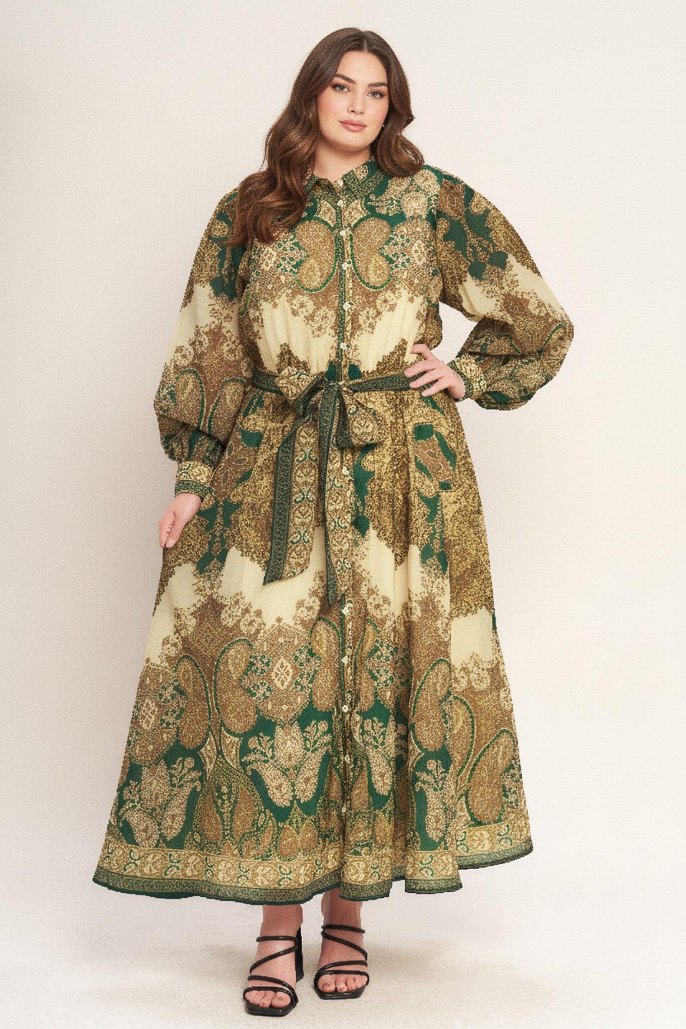 LOVELY GOLDEN VISION WOVEN MIDI DRESS Flying Tomato