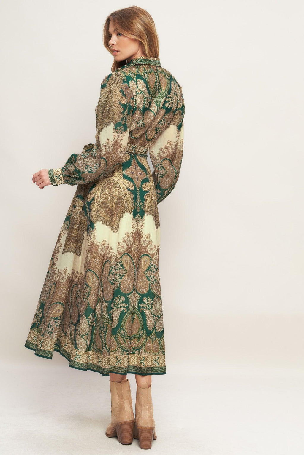 LOVELY GOLDEN VISION WOVEN MIDI DRESS Flying Tomato