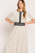 PETITE LUNE WOVEN LACE MIDI DRESS Flying Tomato