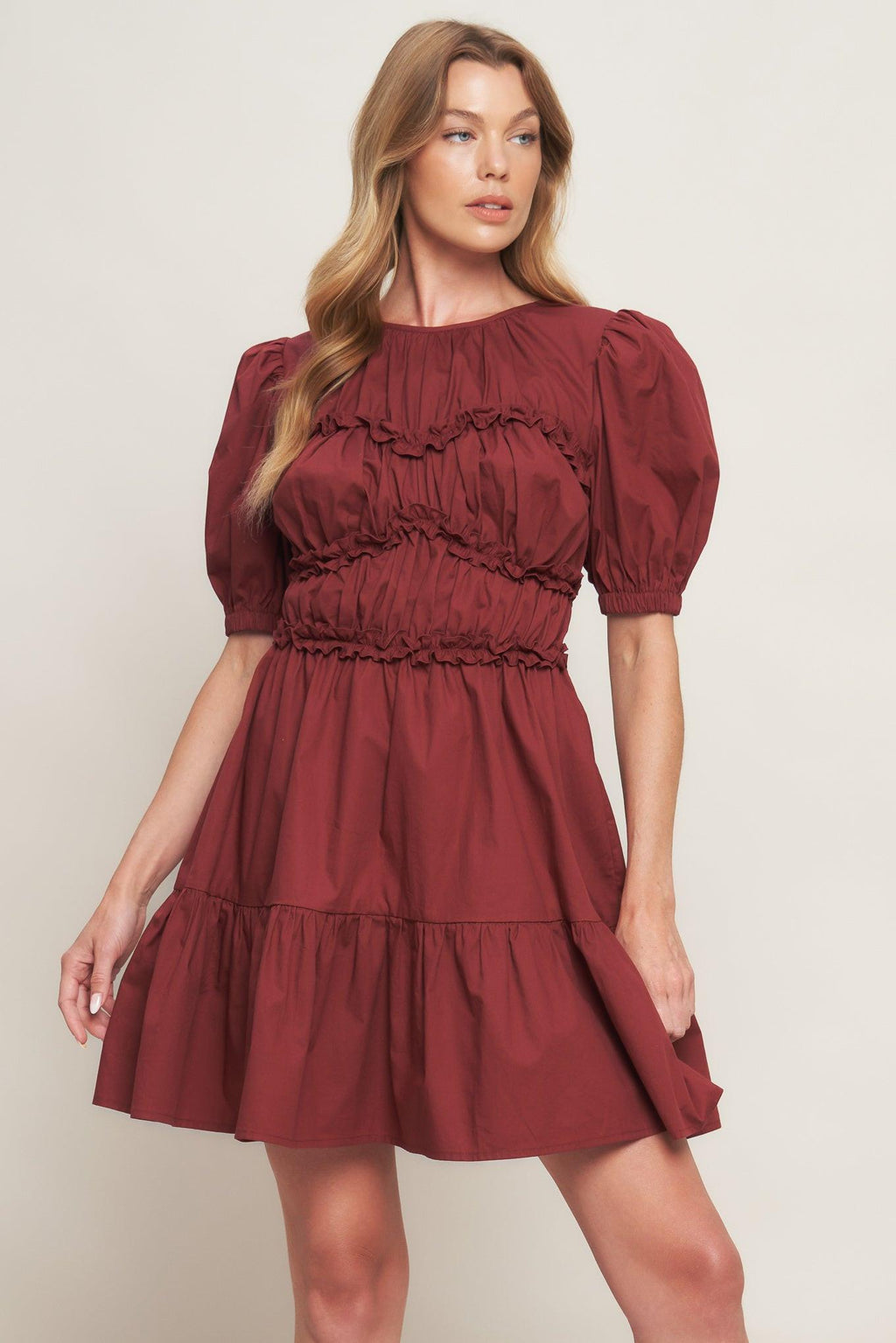 PLAYFUL CLASSIC WOVEN MINI DRESS Flying Tomato
