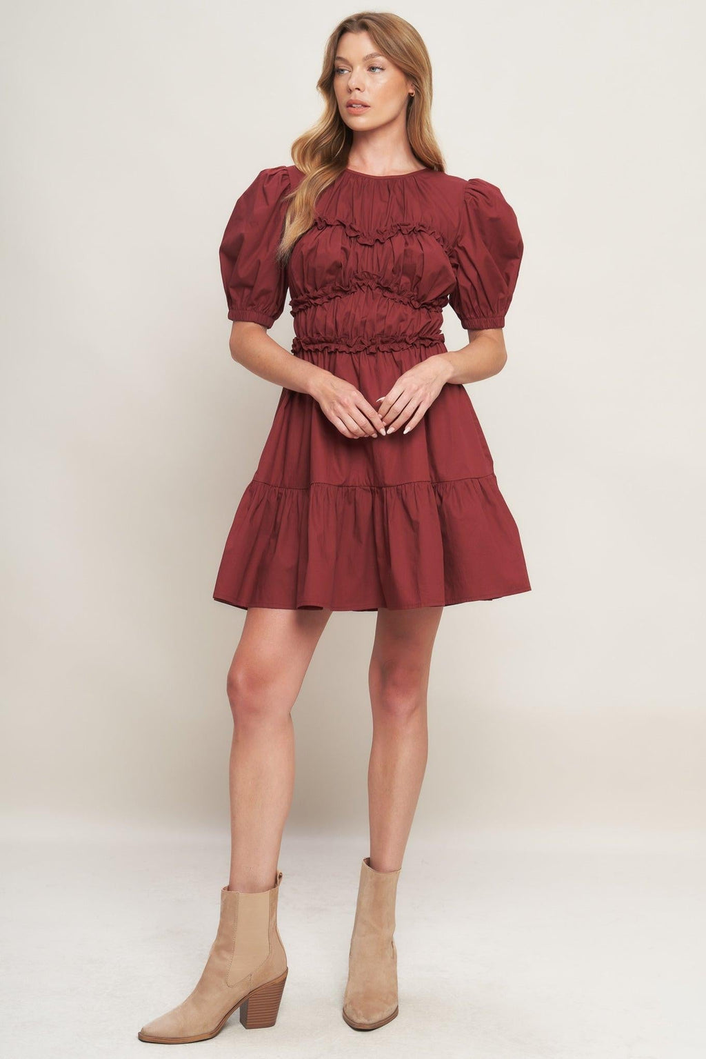 PLAYFUL CLASSIC WOVEN MINI DRESS Flying Tomato