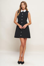 LOVELY MOMENT BLACK WOVEN MINI DRESS Flying Tomato