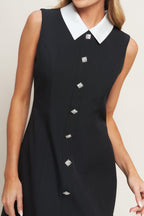 LOVELY MOMENT BLACK WOVEN MINI DRESS Flying Tomato
