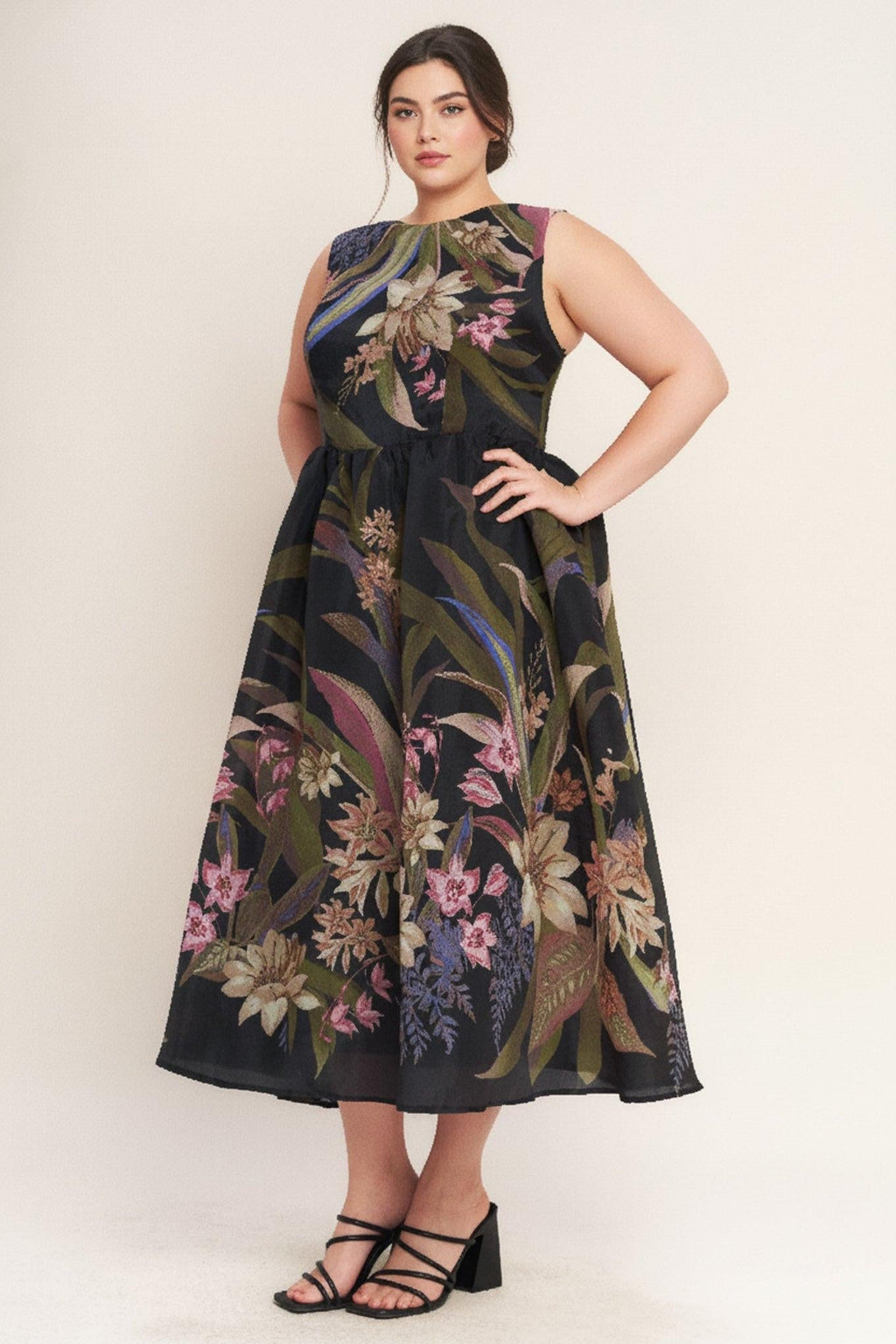 FOLIAGE WHISPER WOVEN MIDI DRESS Flying Tomato