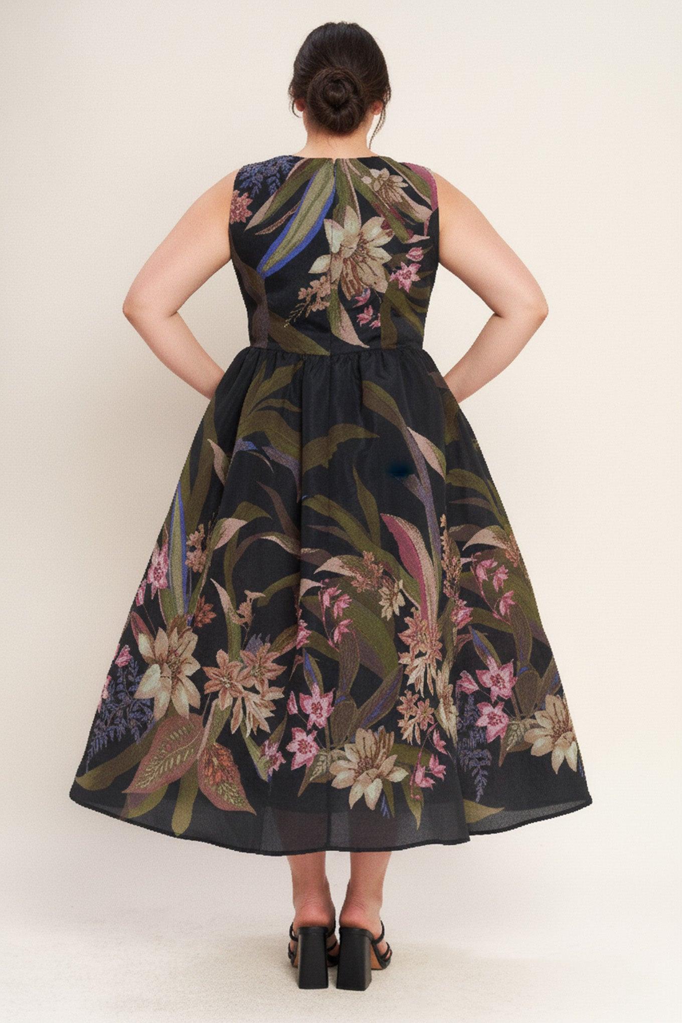 FOLIAGE WHISPER WOVEN MIDI DRESS Flying Tomato