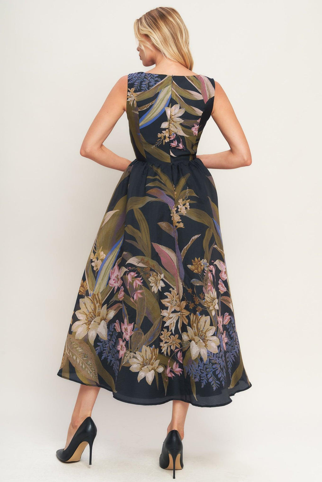 FOLIAGE WHISPER WOVEN MIDI DRESS Flying Tomato