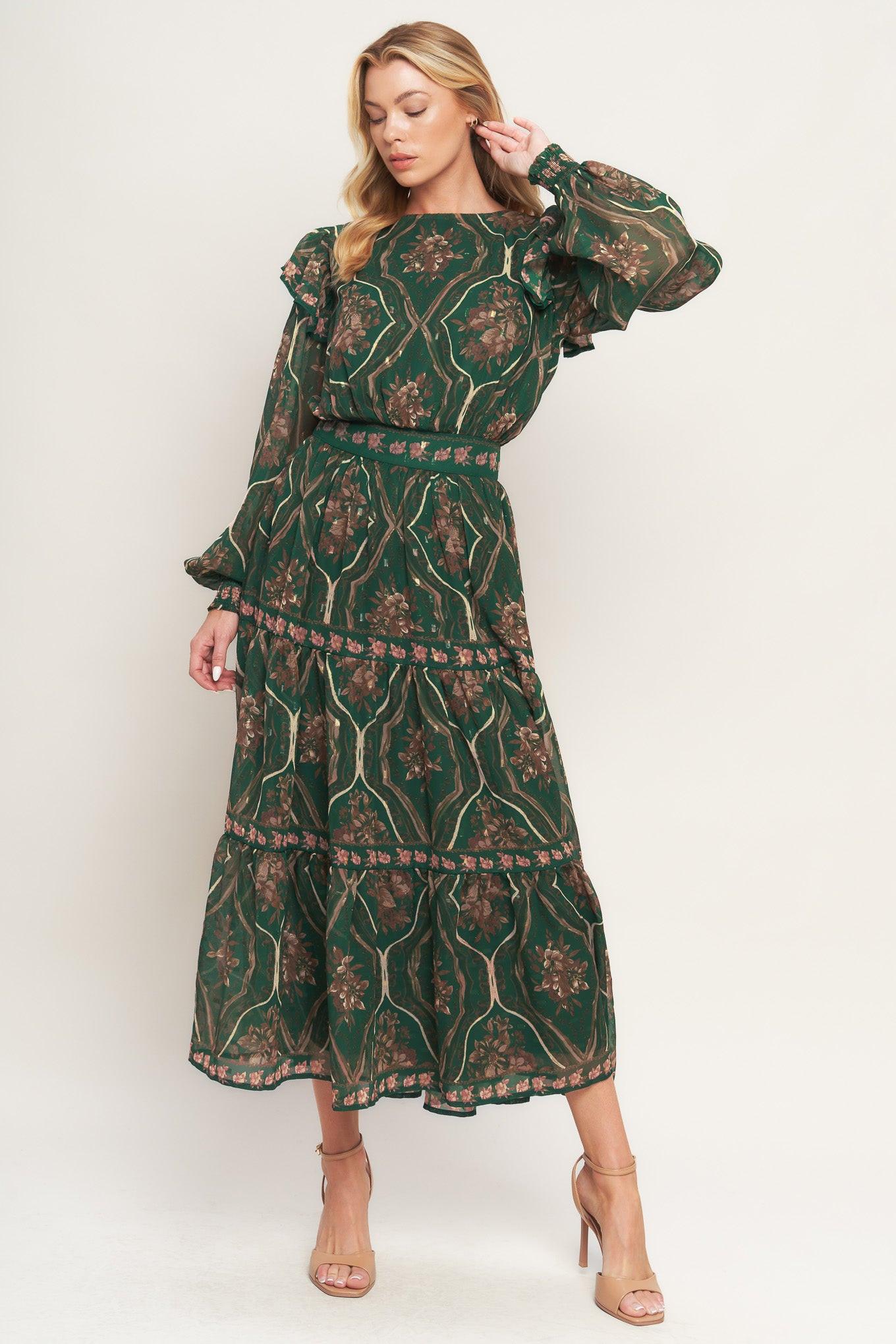 GARDEN LABYRINTH WOVEN MIDI DRESS Flying Tomato