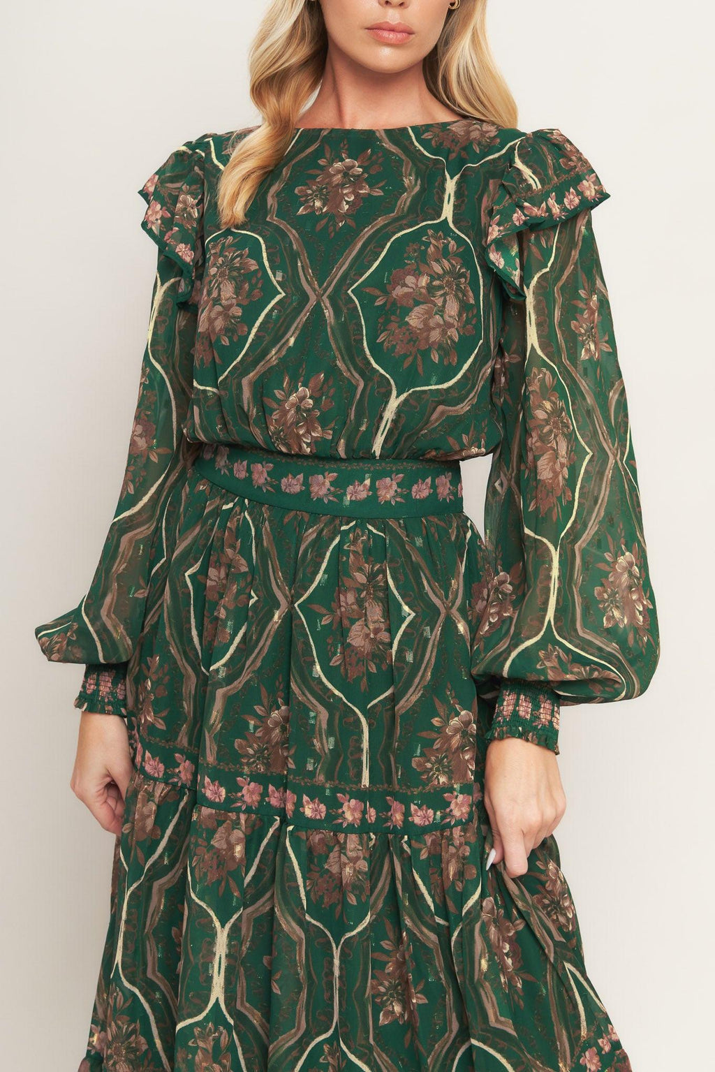GARDEN LABYRINTH WOVEN MIDI DRESS Flying Tomato