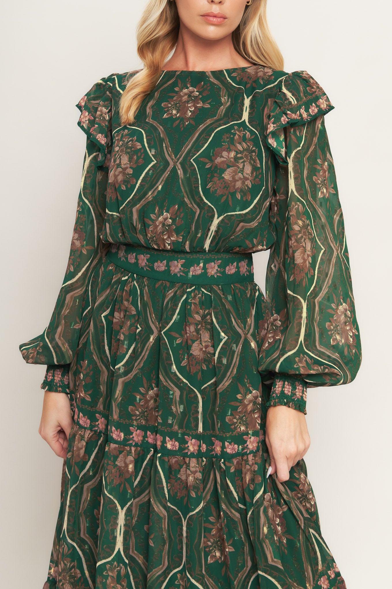 GARDEN LABYRINTH WOVEN MIDI DRESS Flying Tomato