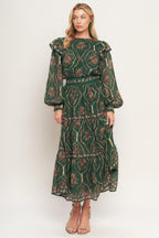 GARDEN LABYRINTH WOVEN MIDI DRESS Flying Tomato