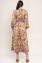 IKAT BLOOM WOVEN MIDI TRUE WRAP DRESS Flying Tomato