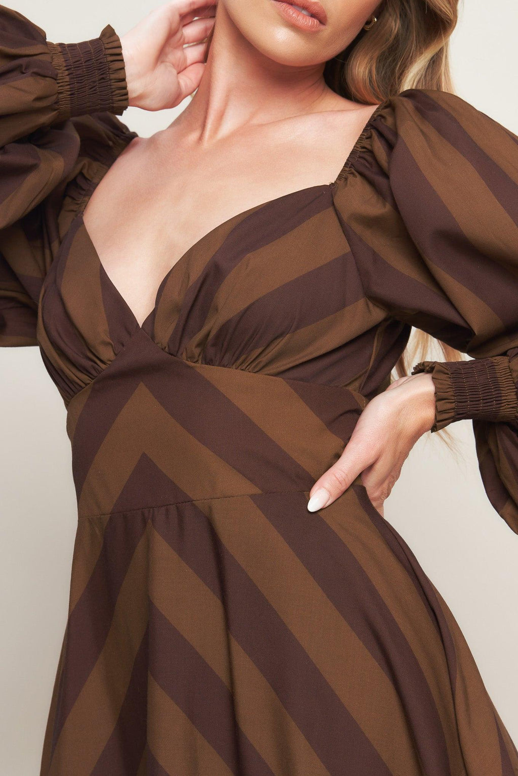 BROWN GODDESS FLOW WOVEN MIDI DRESS Flying Tomato