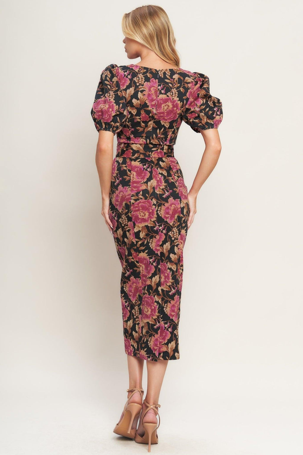 GOTHIC ROSE WOVEN MIDI DRESS Flying Tomato