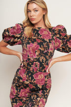 GOTHIC ROSE WOVEN MIDI DRESS Flying Tomato