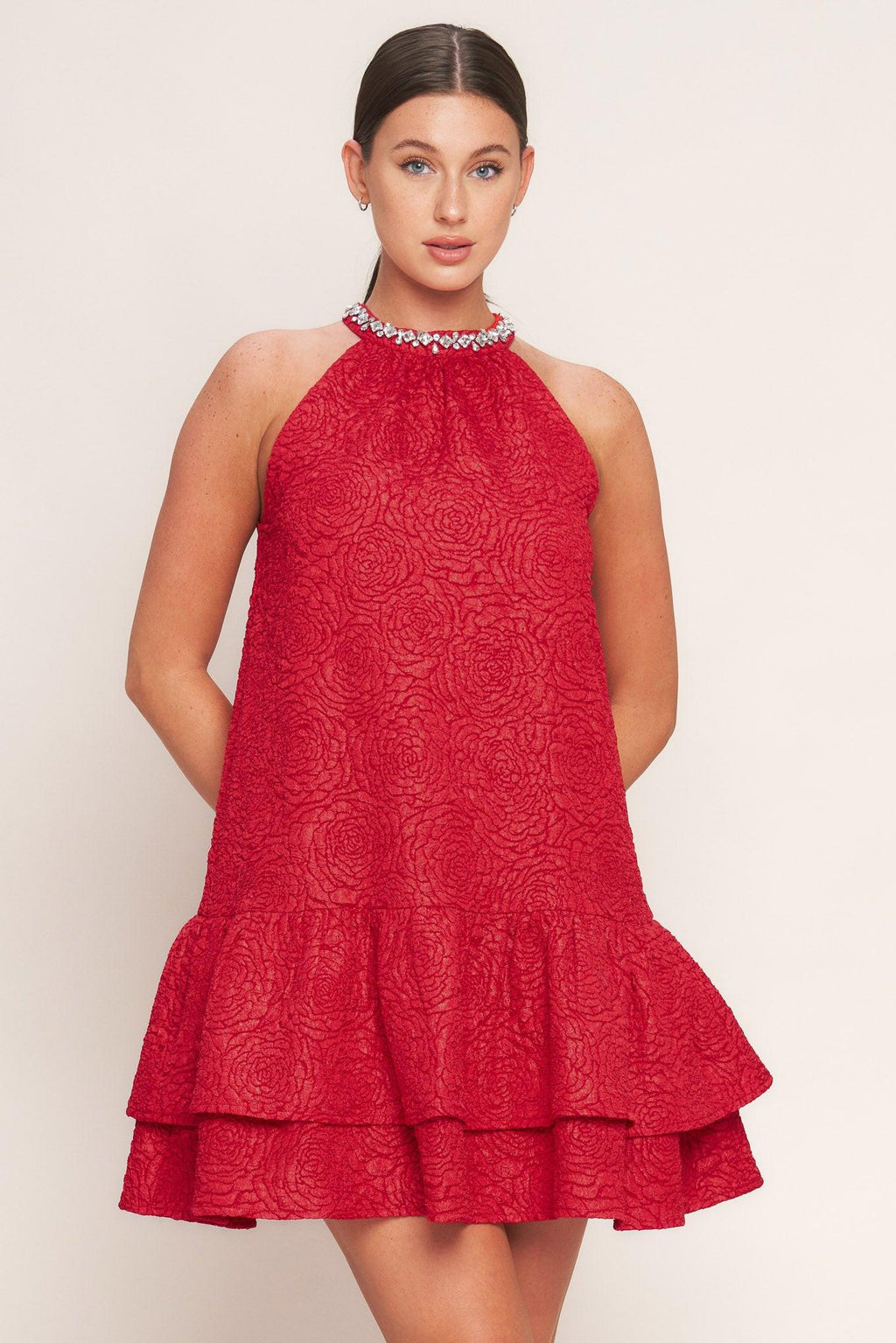 SPARKLE & SWIRL WOVEN MINI DRESS Flying Tomato
