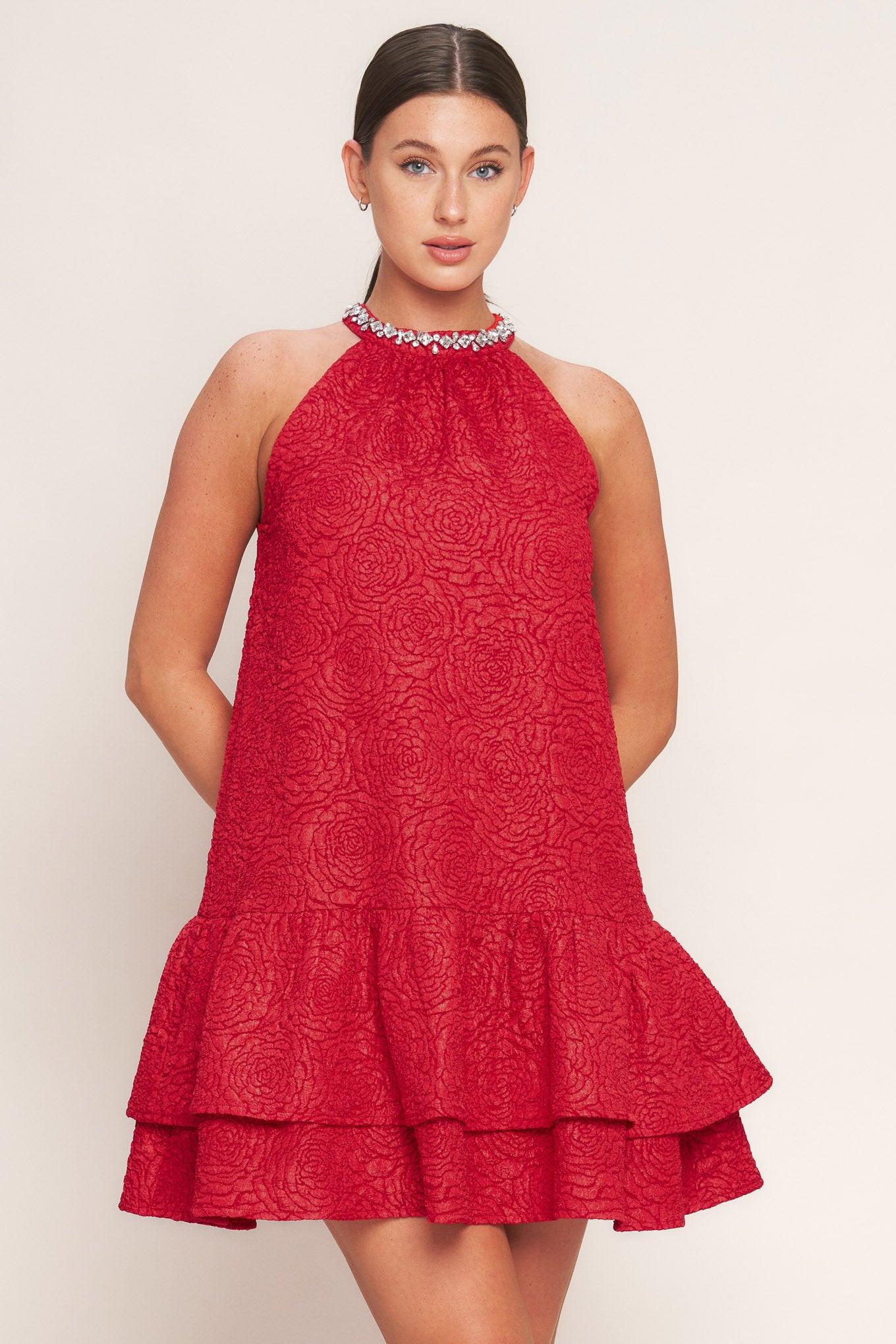 SPARKLE & SWIRL WOVEN MINI DRESS Flying Tomato