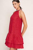 SPARKLE & SWIRL WOVEN MINI DRESS Flying Tomato