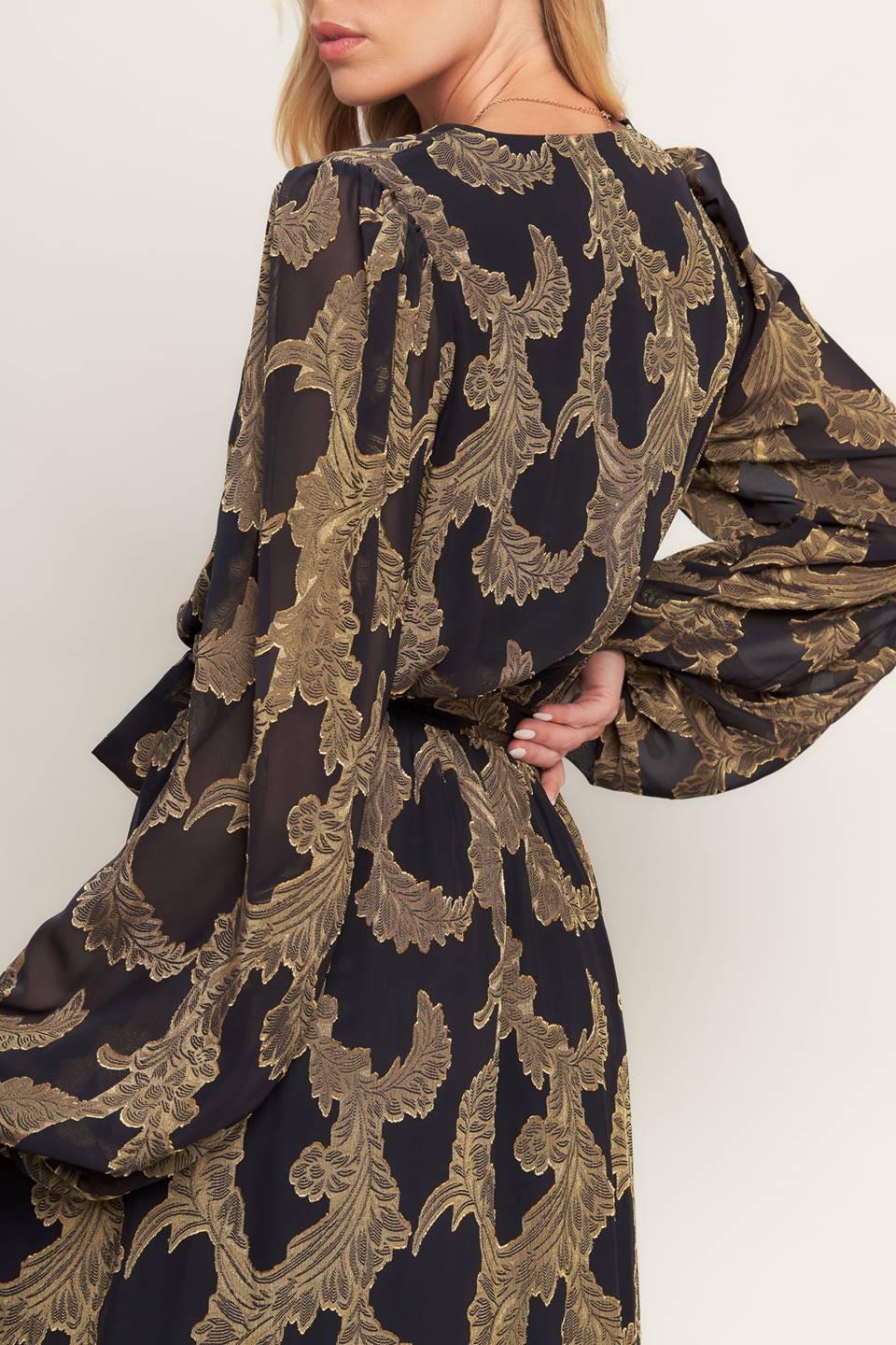MIDNIGHT MOSS WOVEN JACQUARD MAXI DRESS Flying Tomato