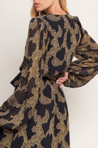 MIDNIGHT MOSS WOVEN JACQUARD MAXI DRESS Flying Tomato