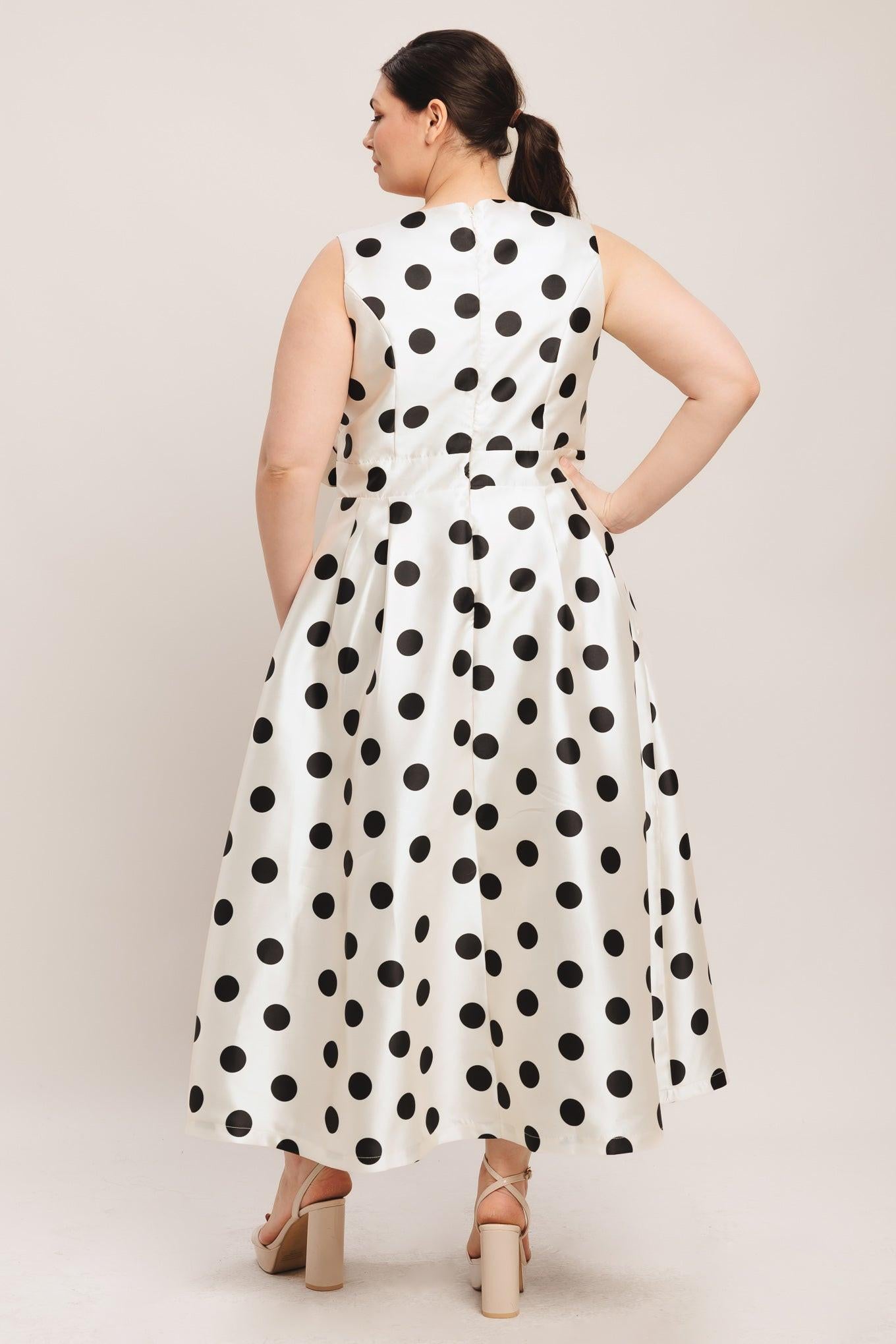 CAFÉ NOIR POLKA WOVEN MIDI DRESS Flying Tomato